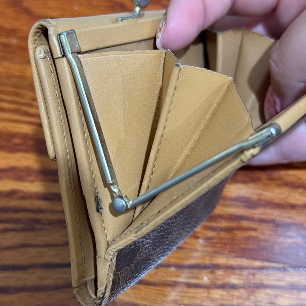 Celine Tan and Brown Logo Kiss Lock Wallet - Picture 11 of 12